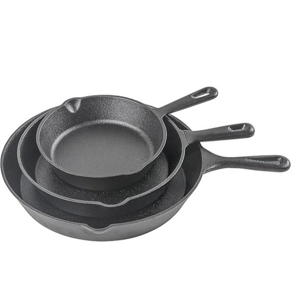 Commercial Cast Iron Skillet Set (3 Pieces)