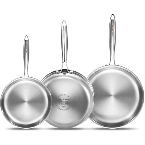 DELARLO Tri-Ply Stainless Steel Frying Pan Set