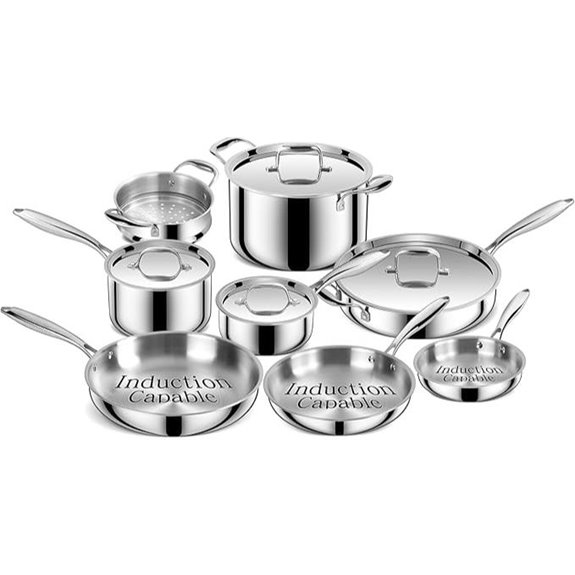 EWFEN 12-Piece Stainless Steel Cookware Set