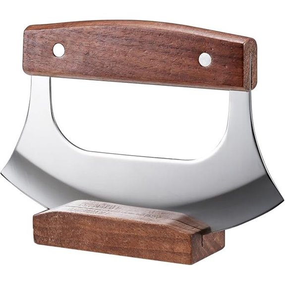 Ulu Rocker Knife with Stand for Kitchen Use