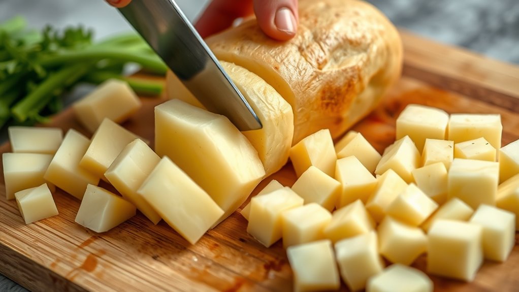 uniformly cubed potatoes preparation
