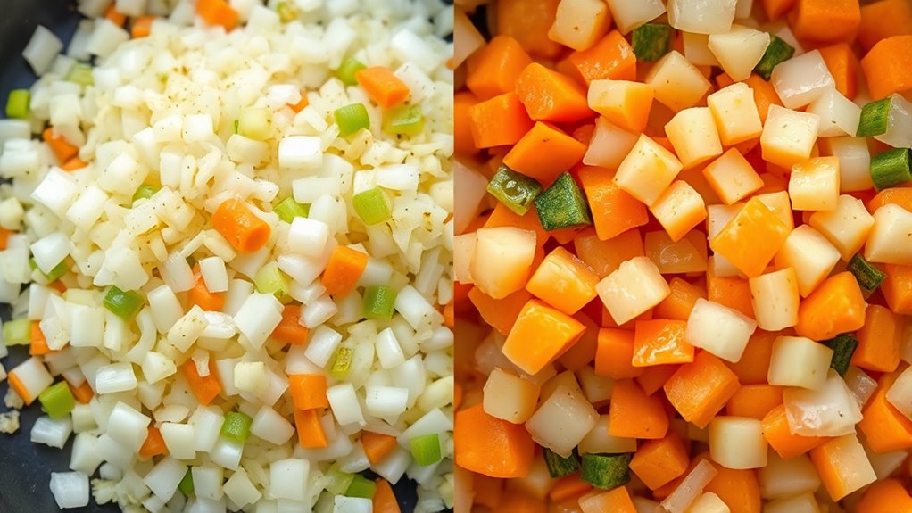 vegetal cut size differences