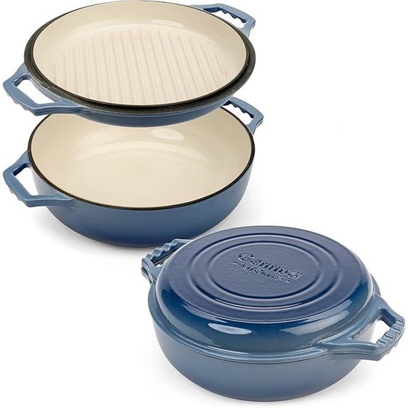 2-in-1 Cast Iron Braiser Pan with Lid