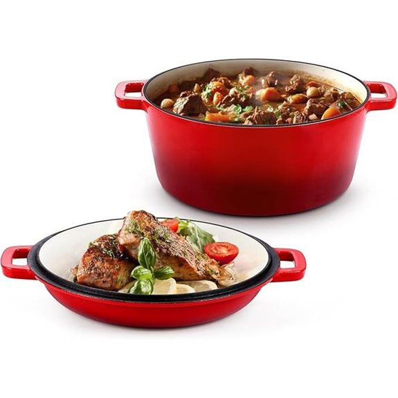 HaSteeL 2-in-1 Enameled Cast Iron Dutch Oven