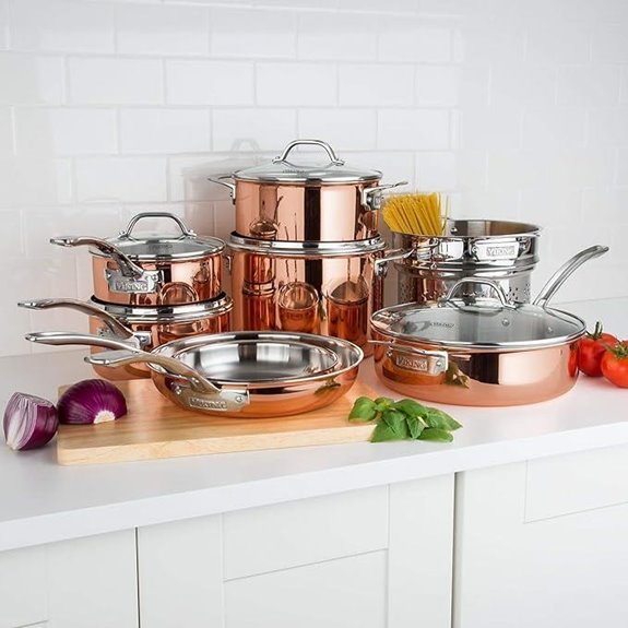 13-Piece Tri-Ply Copper Cookware Set by Viking