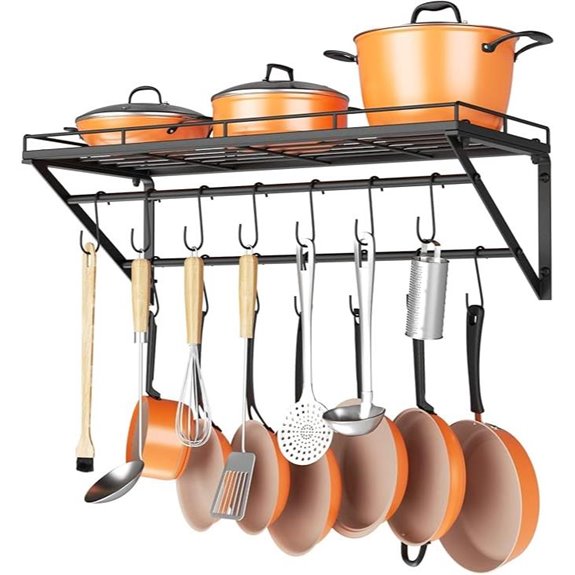 OROPY Wall Mounted Pot Rack with Hooks