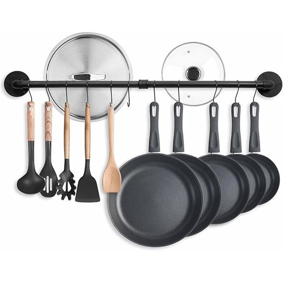 38.5-Inch Wall-Mounted Pot Rack with Hooks