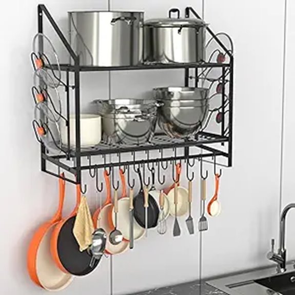 28 Wall-Mounted Pot Rack with Hooks and Holders