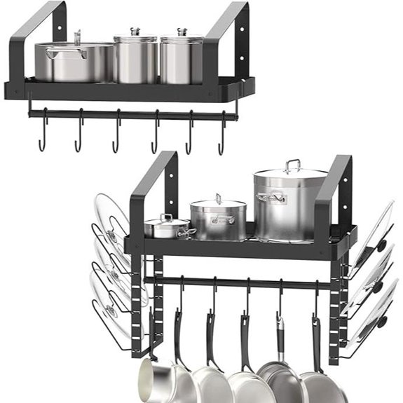 X-cosrack Wall Mount Pot Racks with Hooks (Set of 2)
