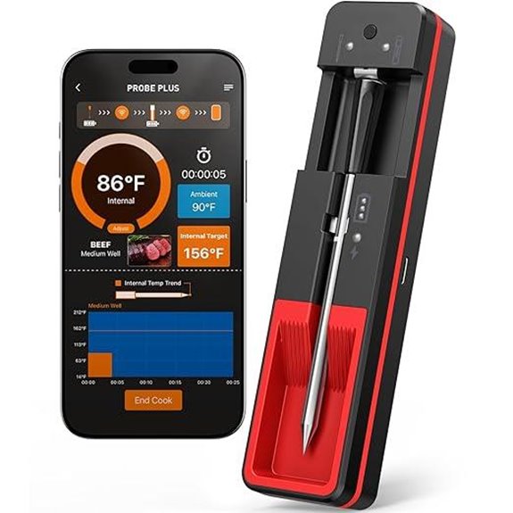 Smart Wireless Meat Thermometer with 6 Sensors