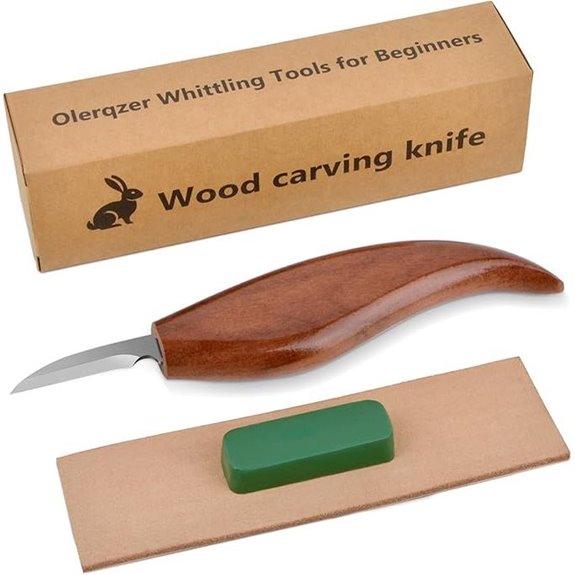 Wood Carving Knife with Leather Strop and Polish