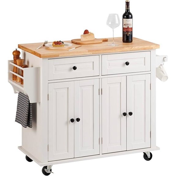 VEVOR Kitchen Island Cart with Solid Wood Top