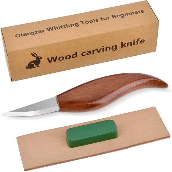 Wood Carving Knife with Leather Strop and Polish