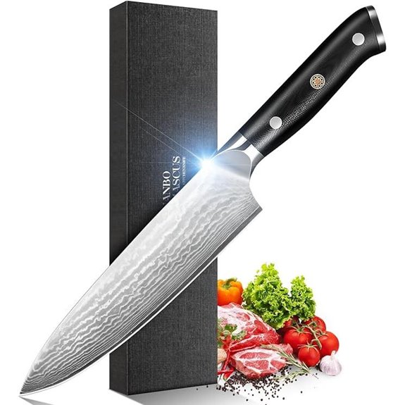 YUANBO Damascus Chef Knife 8-Inch Japanese Steel