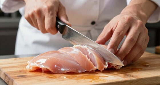 evenly divide chicken breasts