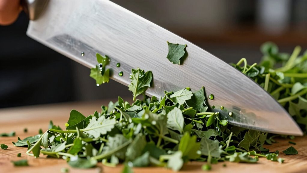 knife damages delicate herbs