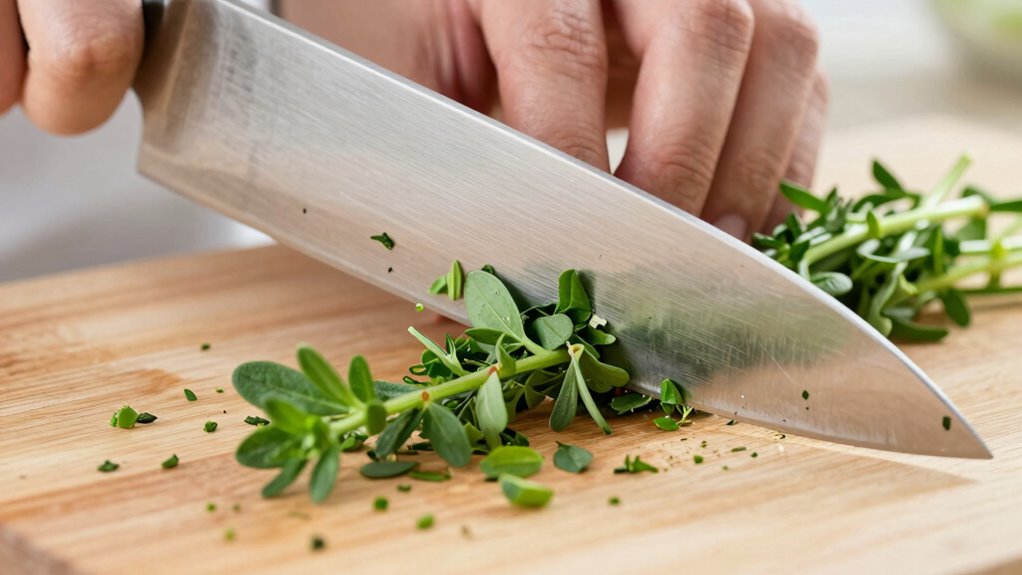 knife damages delicate herbs