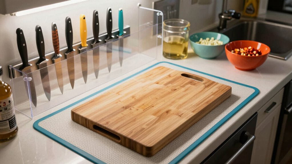 organized safe kitchen workspace