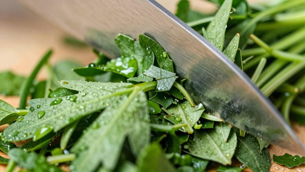 sharp knife and gentle slicing