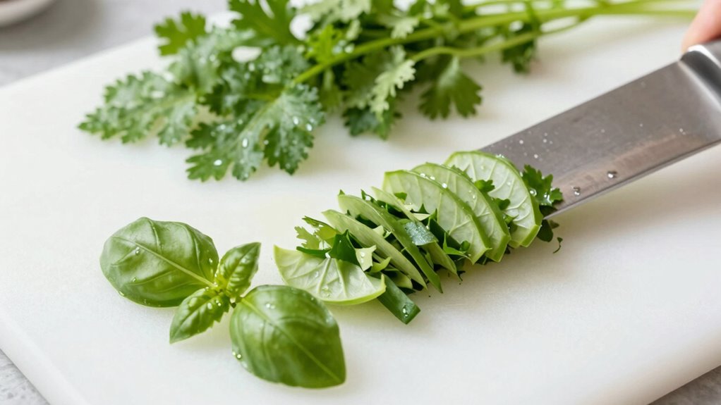 slice herbs gently thin