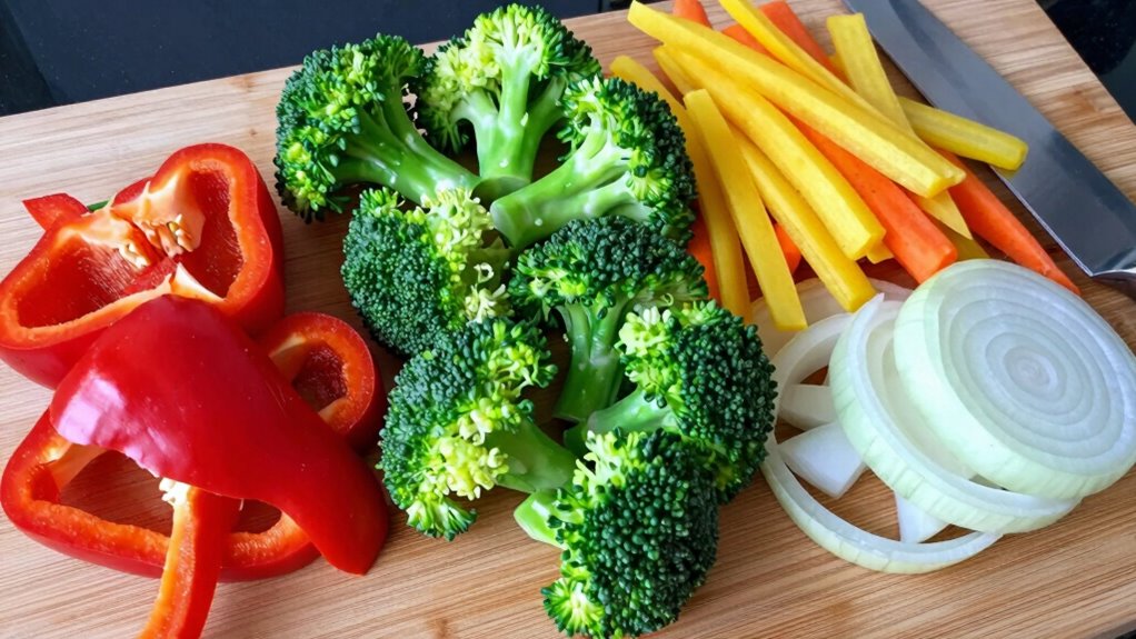 uniformly cut vegetable pieces