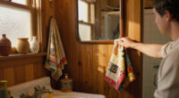 A Basically All-Wood Paneled '70s Bathroom Got an Americana Folk Makeover