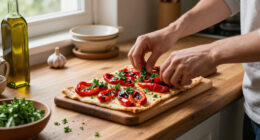 Crostone Di Pane Con Peperoni, Aglio E Prezzemolo