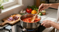 Tomato Risotto With Frizzled Red Onions